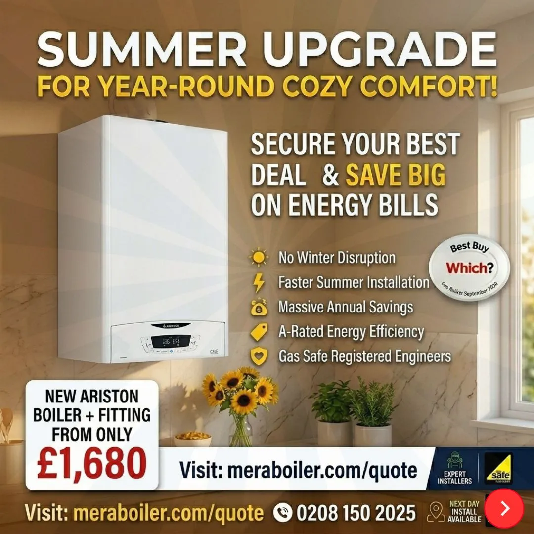 New Ariston A-rated boiler and fitting from £1,680 — summer upgrade offer